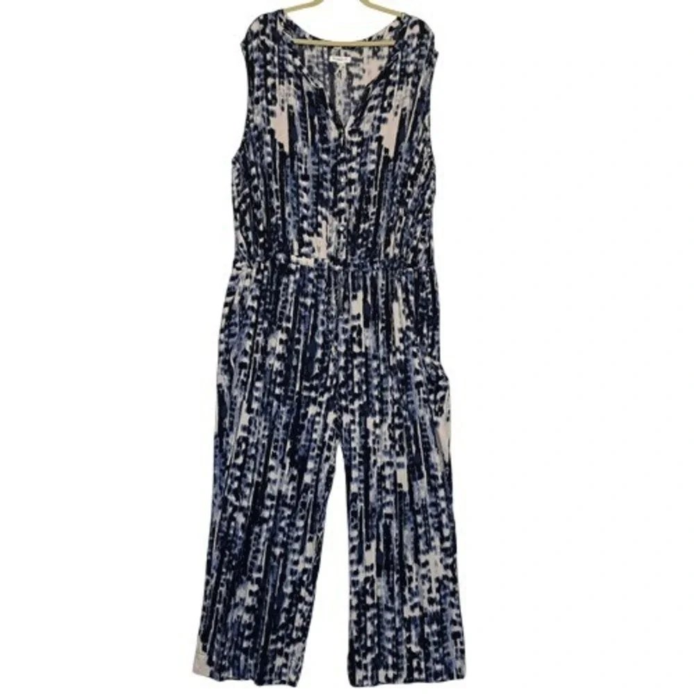 BEACHLUNCHLOUNGE Danika Blue Swirl Sleeveless Jumpsuit 3X - Picture 1 of 10